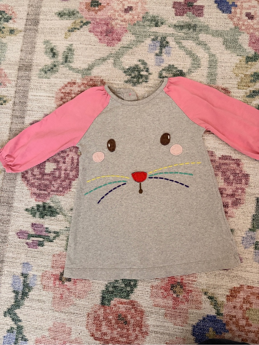 Baby Boden Gray and Pink Bunny Dress